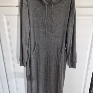 NWT Loungewear Gray Ribbed Hoodie Dress L (12-14)